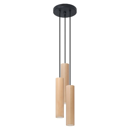 Lampa Sufitowa Wisząca Zwis 3x GU10 Tubularna Brązowa Skandynawska Lino Sollux
