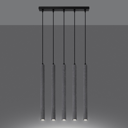 Lampa Sufitowa Wisząca Zwis 5x G9 Żyrandol Tubularna Szara Nowoczesna Pastelo Sollux