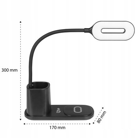 Lampka Biurkowa Nocna LED 3W 3000K - 6000K USB Dotykowa z Ładowarka QI NINA
