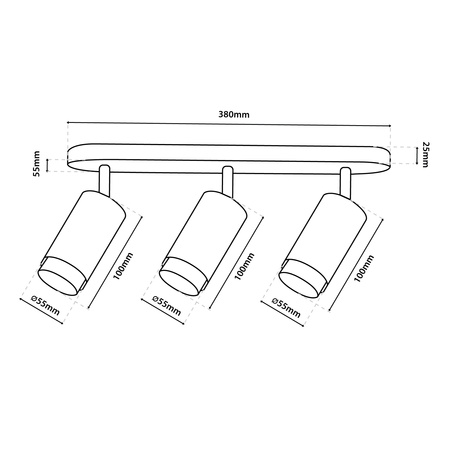 Lampa Sufitowa Reflektor LED 3x GU10 Tuba Spot ELIGIS Czarny LUMILED
