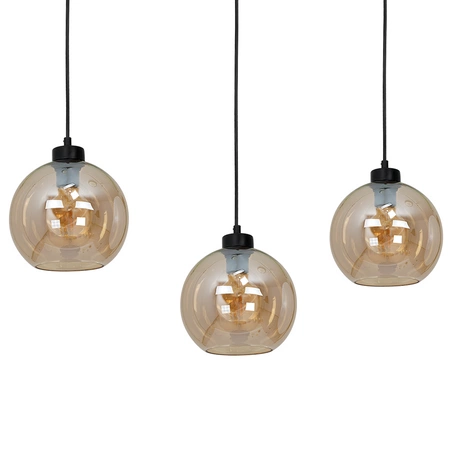 Lampa wisząca SOFIA 3xE27 MLP6581 Bursztynowy Klosz Kula Milagro Metal + Szkło