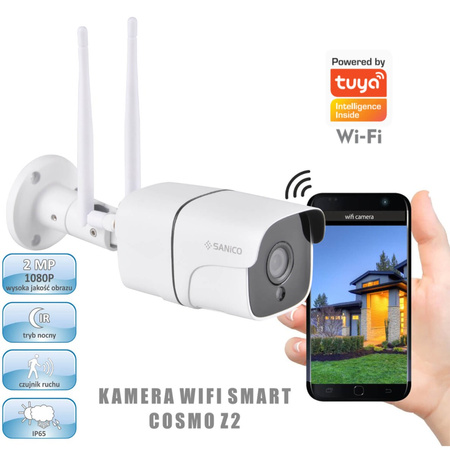 Kamera Zewnętrzna COSMO Z2 IP65 Full HD 2Mpx Tuya SMART WIFI GOLDLUX (Polux) PIR