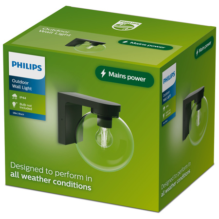 Kinkiet Ogrodowy Lampa Zewnętrzna Elewacyjna LED E27 IP44 Czarna Ulio Philips