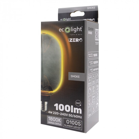 Żarówka LED O100 E27 4W 100lm 1800K Ciepła FILAMENT Dekoracyjna ZERO Ecolight