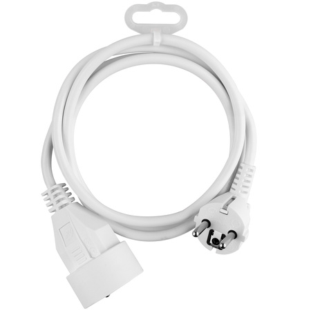 Przedłużacz Sieciowy Kabel z Uziemieniem Listwa Zasilająca 1 Gniazdo 1.5m Biały Sznur Lendo Lumiled