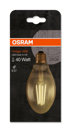 Żarówka LED E27 OVAL 4,5W = 40W 470lm 2500K Ciepła 360° OSRAM Vintage 1906