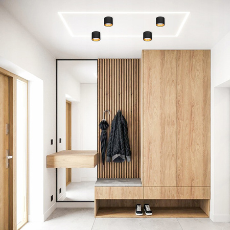 Oprawa Natynkowa LED GOLDA Halogenowa Sufitowa GX53 Tuba Okrągła Czarno - Złota