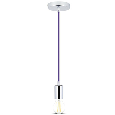 Lampa Wisząca Oprawa E27 Chromowy klosz z fioletowym kablem VT-7338 V-TAC