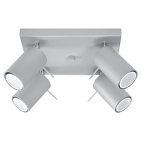 Lampa Sufitowa Oprawa Natynkowa 4x GU10 SPOT TUBA Reflektor Ruchoma Minimalistyczna Tubularna Szara Nowoczesna Ring Sollux