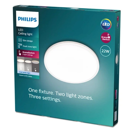 Lampa Sufitowa Plafon LED 22W 2500lm 4000K SceneSwitch Biała Ozziet Philips