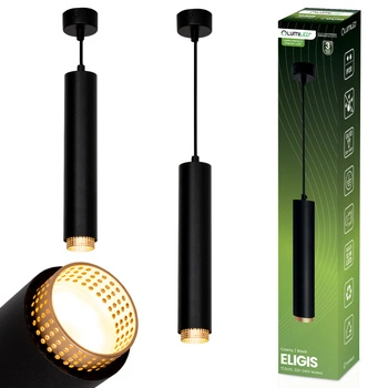Lampa Wisząca Sufitowa LED GU10 Żyrandol Reflektor Tuba Zwis ELIGIS Czarny LUMILED