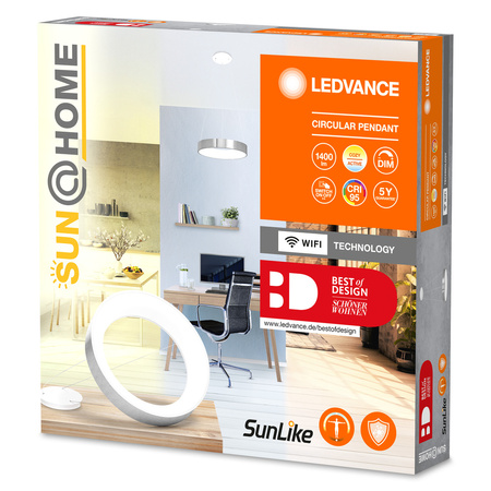 Lampa Wisząca Sufitowa LED 18.5W 500lm CCT Ściemnialna Srebrny SMART+ WiFi Sun@Home Ledvance