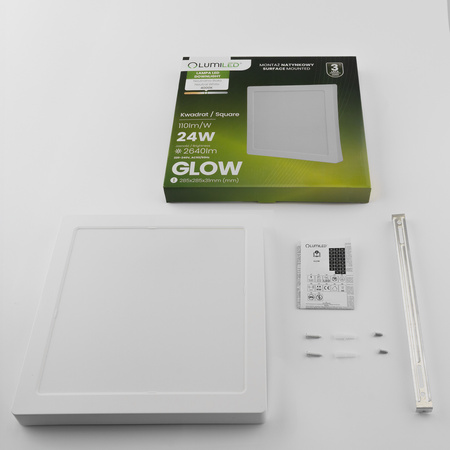 Oprawa Natynkowa Lampa LED Sufitowa 24W Kwadrat 4000K GLOW Biała LUMILED