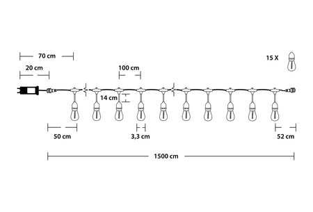 Girlanda Ogrodowa Zewnętrzna MALUS Łańcuch Świetlny 15m 15x E27 LUMILED