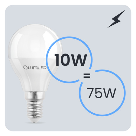 Żarówka LED E14 Kulka P45 10W = 75W 1100lm 3000K Ciepła 180° LUMILED