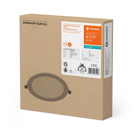 Panel LED Oprawa Podtynkowa Punktowa 22W 1920lm 4000K Neutralna Oczko Spot Biały Downlight Ledvance