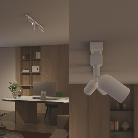 Zestaw Szynowy Lampa Sufitowa Szynoprzewód 1m + 3x Reflektor Szynowy LED GU10 Jednofazowy Biały EasyLink Shea Philips