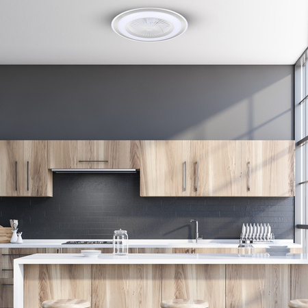 Plafon LED Lampa Sufitowa Natynkowa LED ZONDA Srebrny 48W z wentylatorem Milagro