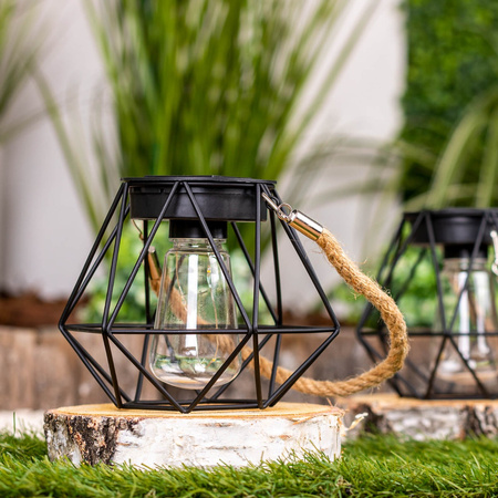 Lampa Solarna Wisząca LED Zewnętrzna Ogrodowa Latarenka 3000K IP44 Czujnik Zmierzchu