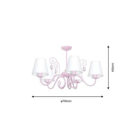 Lampa Sufitowa Żyrandol SARA Różowa 5xE14 Milagro