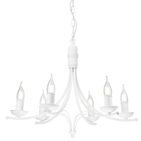 Lampa Wisząca Sufitowa LUCY 6xE14 Żyrandol Biała Klasyczna LM-6.153 Lamkur