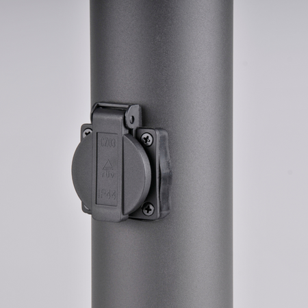 Lampa Ogrodowa LED Słupek E27 TUBA Grafit 44cm + Gniazdo zasilające 230V IP44 DALLAS Goldlux