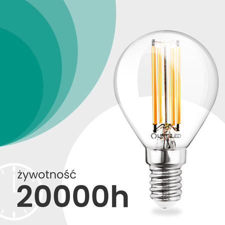 6x Żarówka LED E14 Kulka P45 2,2W 470lm = 40W 4000K Neutralna 360° Filament KLASA A LUMILED
