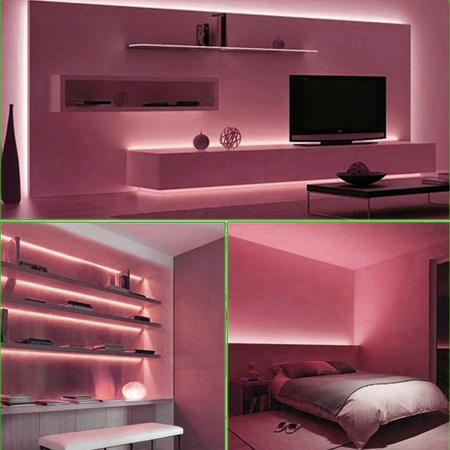 Taśma LED Pasek COB 12V 45W 2400LED NEON Różowa 8mm 5m