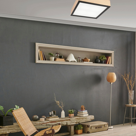 Plafon LED Lampa Sufitowa SANTIAGO 4xE27 Kwadratowa Drewniana LD-PD-9.5 Lamkur
