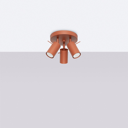 Lampa Sufitowa Plafon Tuba Spot 3x GU10 Ochra Czerwona Ring Bittersweet Shimmer SL.1509 Sollux