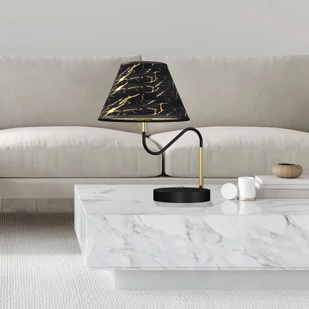 Lampa Stołowa HERMES Czarna Złota 1xE27 Biurkowa Nocna Milagro