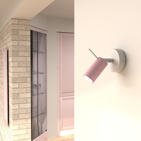 Lampa Ścienna Kinkiet PRESTON Różowa Biała 1x mini GU10 Milagro