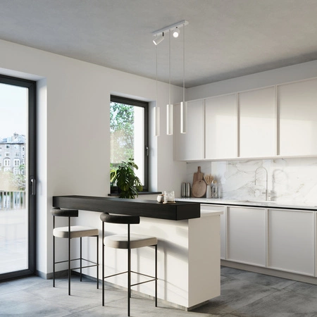 Lampa Sufitowa Wisząca Zwis 5x GU10 Tuba Ruchoma Tubularna Biała Nowoczesna Ring Sollux