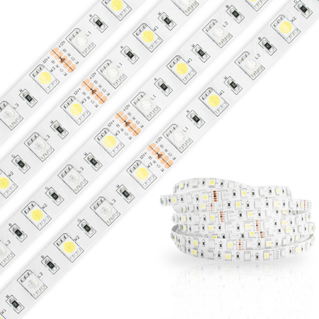 Taśma LED Pasek 12V 72W 300LED 5050 RGB + Neutralna barwa 10mm 5m
