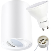 Oprawa Natynkowa HALOGENOWA Spot Tuba Ruchoma Okrągła Biała 115mm + Żarówka LED GU10 6W 120° 4000K AMAT-L LUMILED