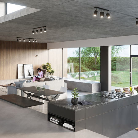 Lampa Sufitowa Oprawa Natynkowa SPOT TUBA Reflektor 4x GU10 Kwadratowa Czarna Nowoczesna Merida Sollux