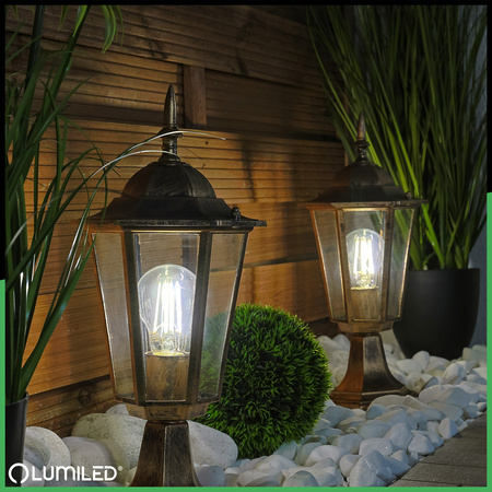 Lampa Ogrodowa Zewnętrzna E27 SŁUPEK LATARNIA 39cm Patyna BELLIS LUMILED