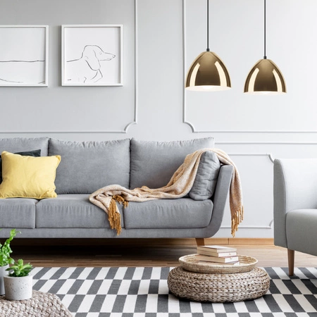 Lampa Wisząca Sufitowa MIA 2xE27 Czarna Złota LM-2.130 Lamkur