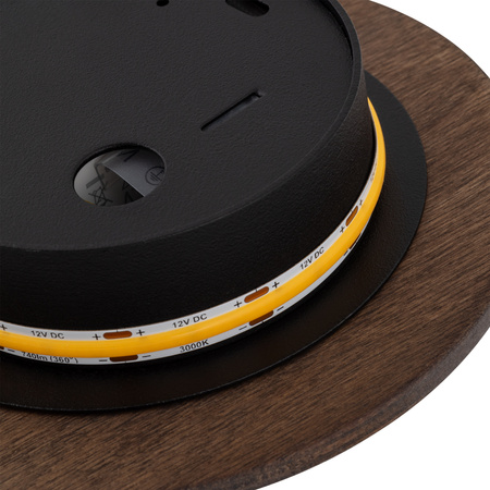 Kinkiet Ścienny Lampa Natynkowa LED 7W 60lm 3000K Ciepła Brązowa Skandynawska RING TIMBER LED S 11288 Nowodvorski