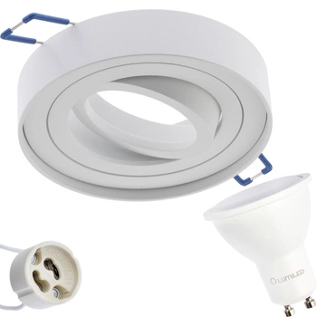 Zestaw Oprawa HALOGENOWA Tuba Spot Ruchoma MIDI GU10 Okrągła Biała 20mm + LED GU10 10W 4000K LUMILED