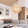 Lampa Wisząca Zwis Sufitowa E27 Beżowy BAMBOO NATURAL Sanico Goldlux