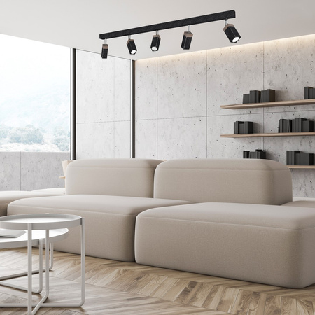 Lampa Sufitowa SOLO SAWN Czarna Patyna Drewniana 5x mini GU10 Milagro