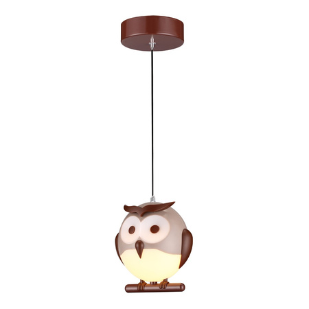 Lampa wisząca OWL 1xE14 LED Sowa Dziecięca Brązowa ML243 Milagro Tworzywo Sztuczne