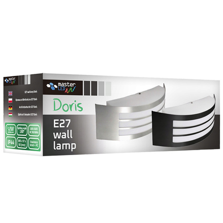 Kinkiet Ogrodowy Elewacyjny Lampa Zewnętrzna E27 INOX IP44 DORIS