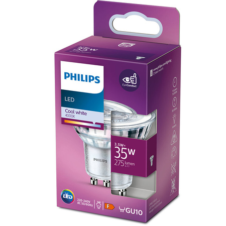Żarówka LED GU10 3,5W = 35W 275lm 4000K Neutralna 36° reflektor punktowy PHILIPS