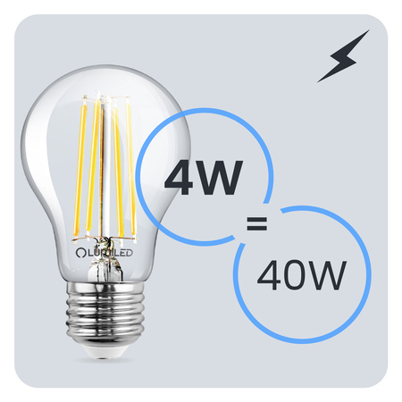 Żarówka LED E27 A60 4W = 40W 470lm 4000K Neutralna 360° FILAMENT LUMILED