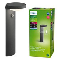 Lampa Ogrodowa Zewnętrzna SŁUPEK 40cm LED 9W 930lm 4000K IP44 z Czujnikiem Ruchu i Zmierzchu Tyla Philips
