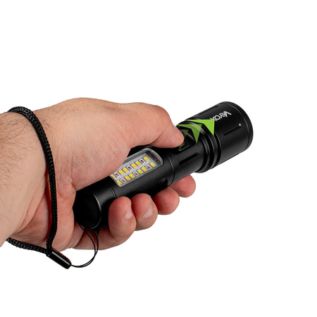 Latarka Akumulatorowa LED Taktyczna 5W 260lm Lampka Ręczna Mocna + SMD VA0184 VAYOX