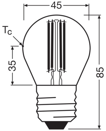 Żarówka LED P45 Kulka E27 3.8W = 60W 806lm 2700K Ciepła 320° 213lm/W CLASSIC ENERGY EFFICIENCY Osram