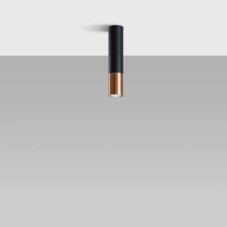 Lampa Sufitowa Oprawa Natynkowa SPOT TUBA GU10 Tubularna Czarna Miedź Nowoczesna Loopez Sollux